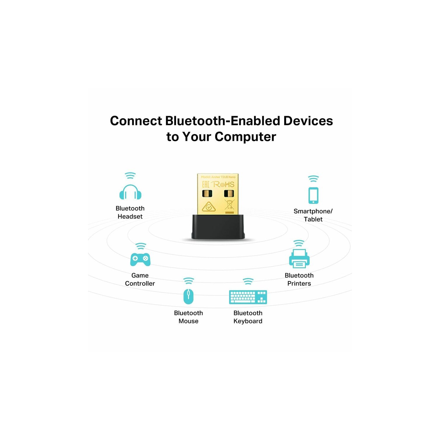 TP-Link Adaptateur USB WiFi 2 En 1 AC600 (Archer T2UB Nano) - Bluetooth 4.2 Avec Adaptateur Réseau Sans Fil Double Bande 2,4 G/5G Pour PC De Bureau, WPA3, Prend En Charge Windows