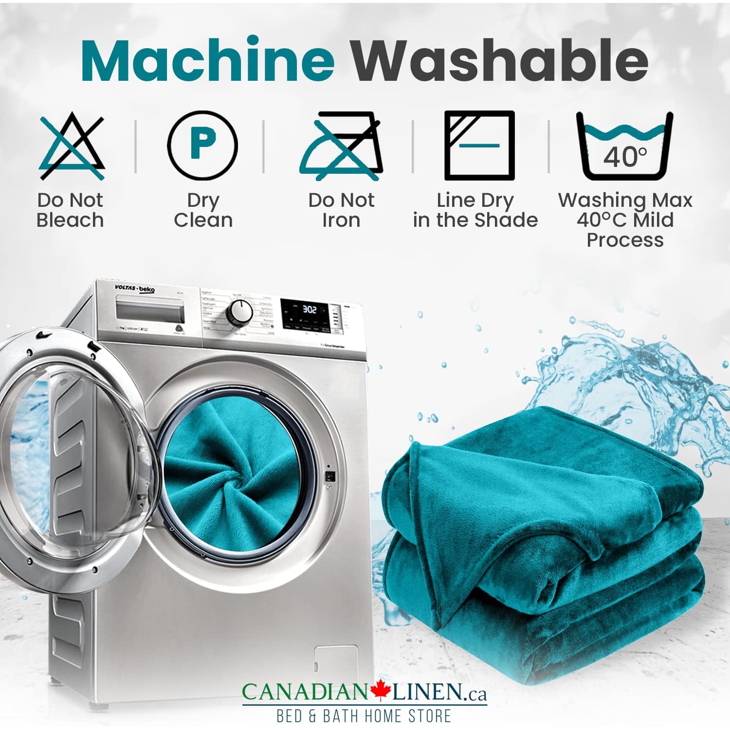 Canadian Linen Flannel Fleece Blanket, 54"x90" Throw Size, Lightweight Warm Moisture Wicking Fuzzy Ultra Soft Plush Fuzzy Cozy Blanket for Hotel, Teal