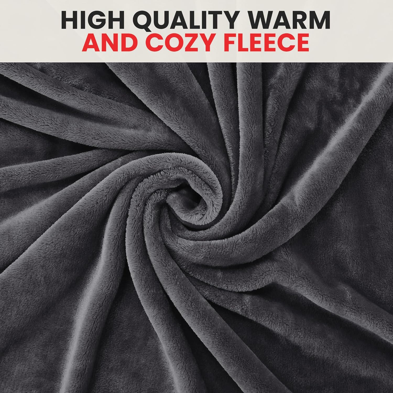 Couverture molletonnée en flanelle de lin canadien, 54 x 90 po, légère, en peluche ultra-douce anti-humidité, gris foncé