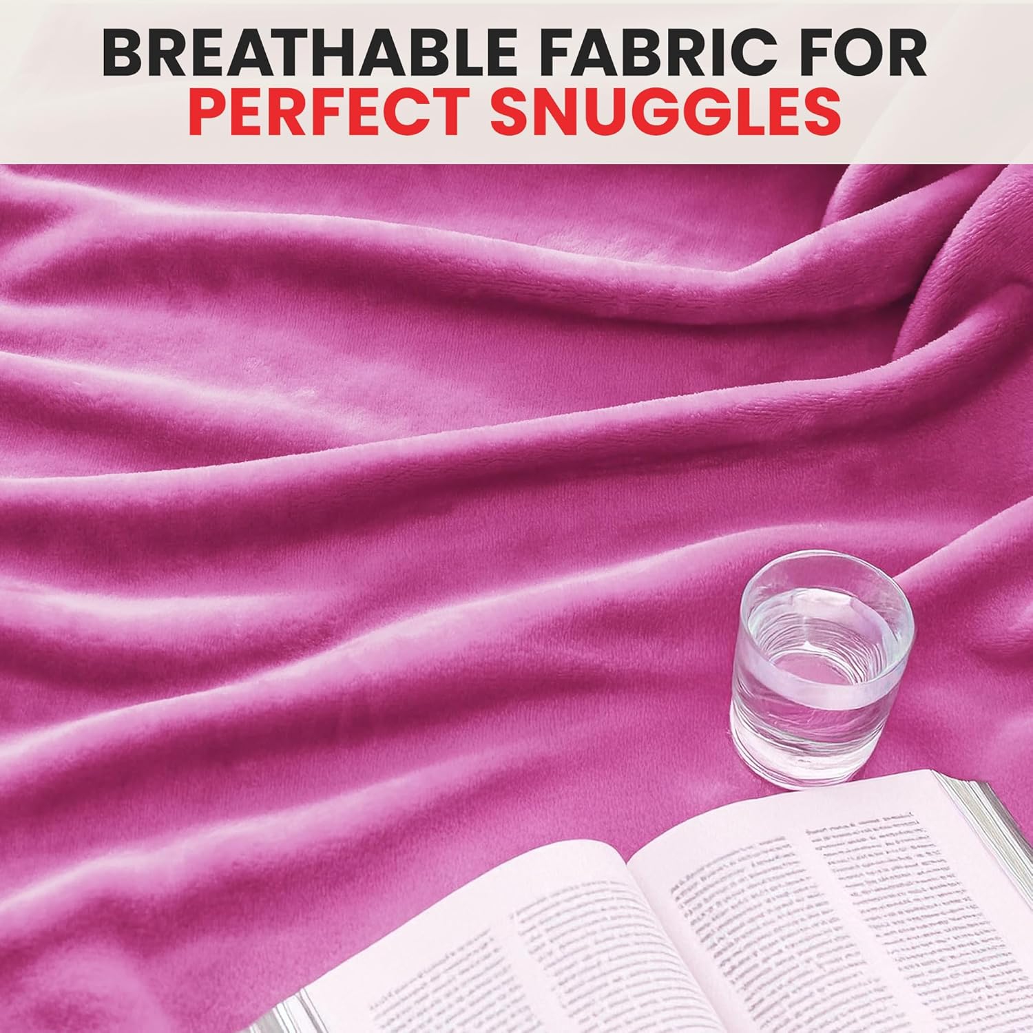 Canadian Linen Flannel Fleece Blanket, 54"x90" Throw Size Lightweight Warm Moisture Wicking Ultra Soft Plush Blankets for All Season, Hotel, Bed, Pink