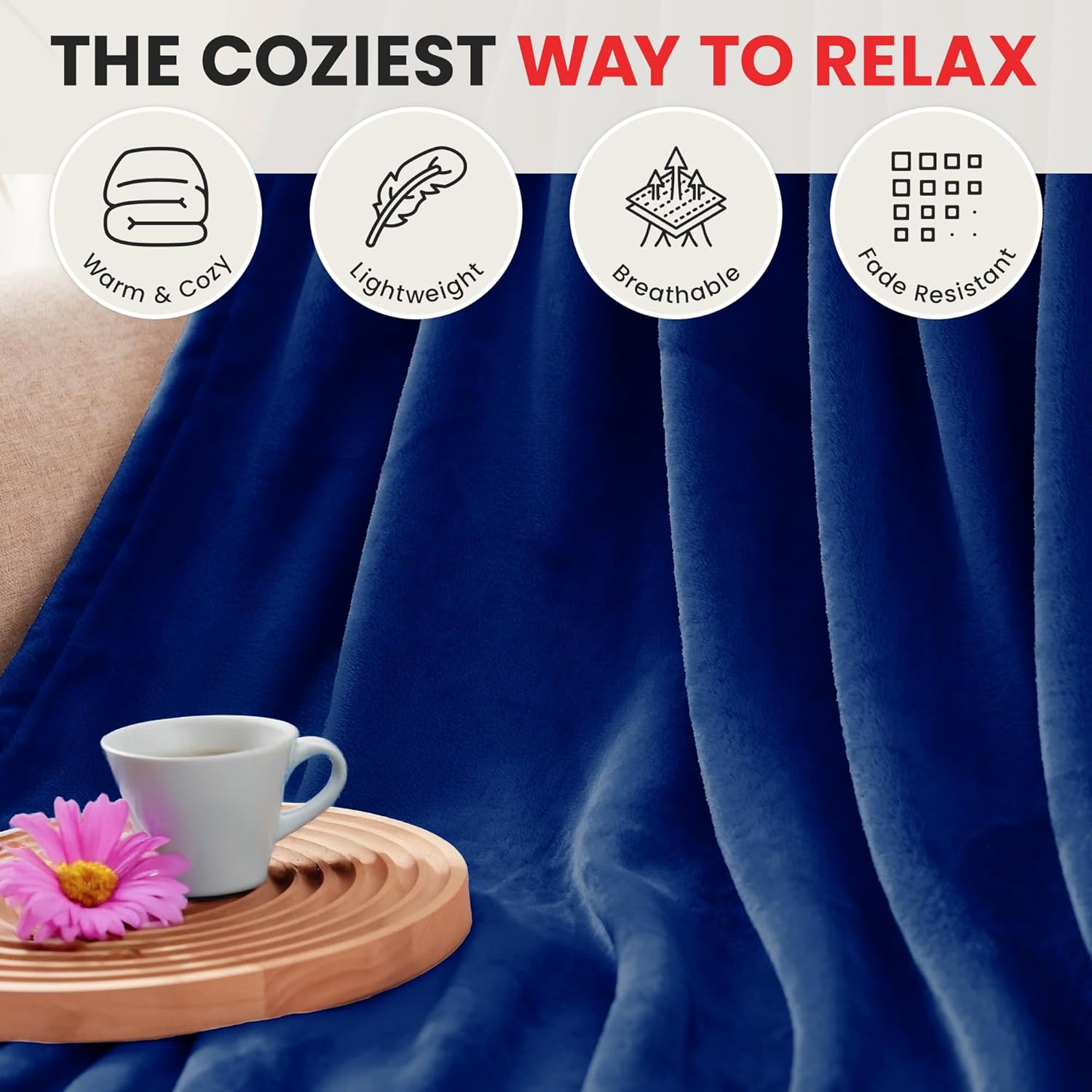 Couverture molletonnée en flanelle de lin canadien, 66 x 90 po, grand lit, légères couvertures pelucheuses ultra douces anti-humidité, bleu