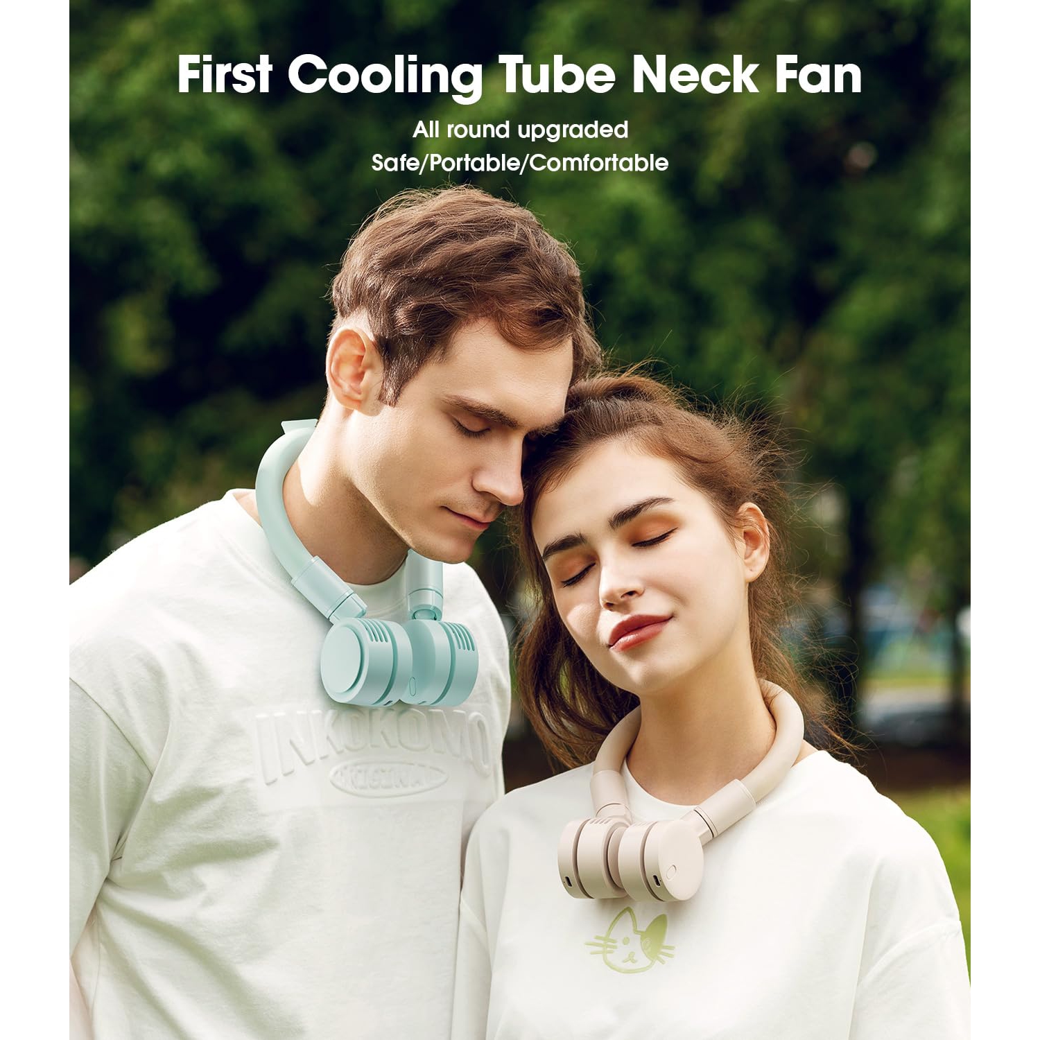 Hands Free Bladeless Fan, 360° Cooling Personal Fan, Battery USB Rechargeable 3 Speed Adjustable Wearable Fan for Outdoor Indoor Office Travel