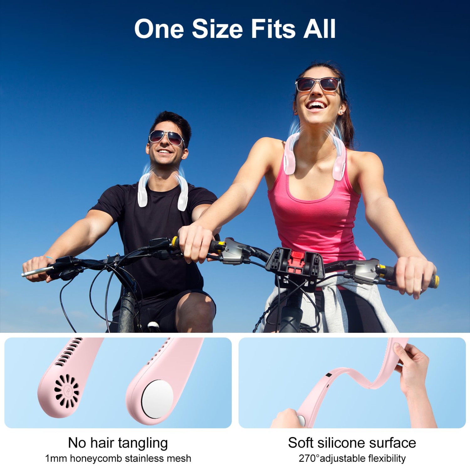 2Packs Neck Fan with LED Display Screen, 3600mAh Hands Free Bladeless Personal Fan, 4 Speed Setting Portable Cooling Fan for Travel Office Outdoor,