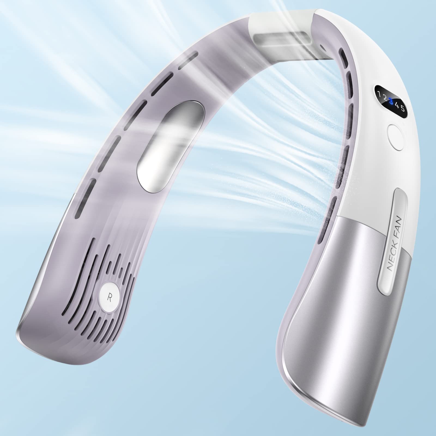 Ventilateur de cou portatif, 5 vitesses réglables avec ventilateur personnel 360&nbsp;°C, ventilateur sans pales 4000&nbsp;mAh mains libres,