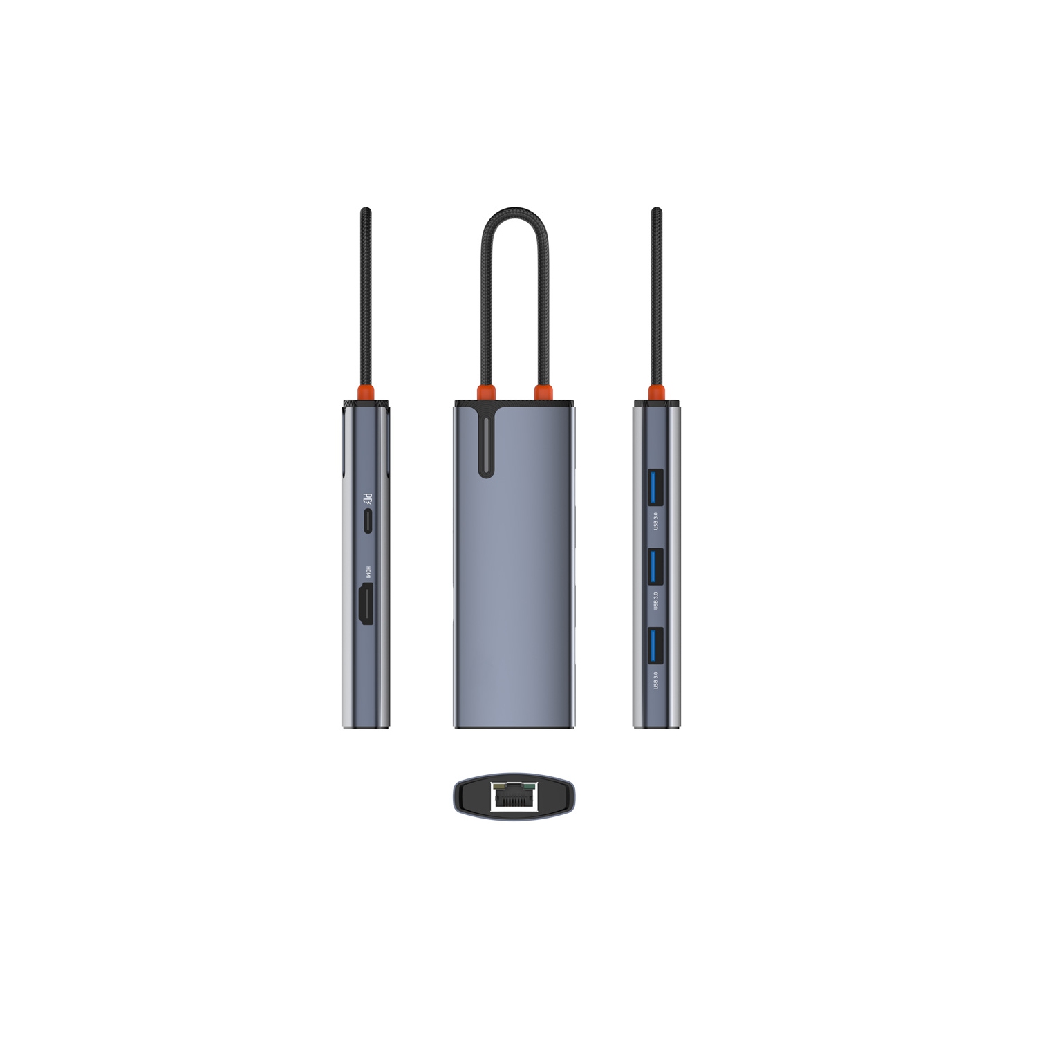 axGear USB Type C HUB Converter Giga Lan HDMI 4K USB 3.0 Aluminium Alloy USB-C Adapter