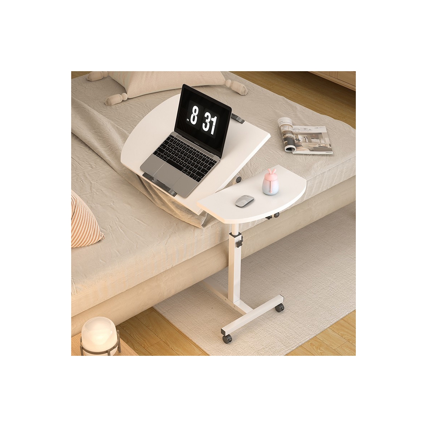 axGear Overbed Table Height Tilt Adjustable Foldable Office Laptop Over Bed Desk