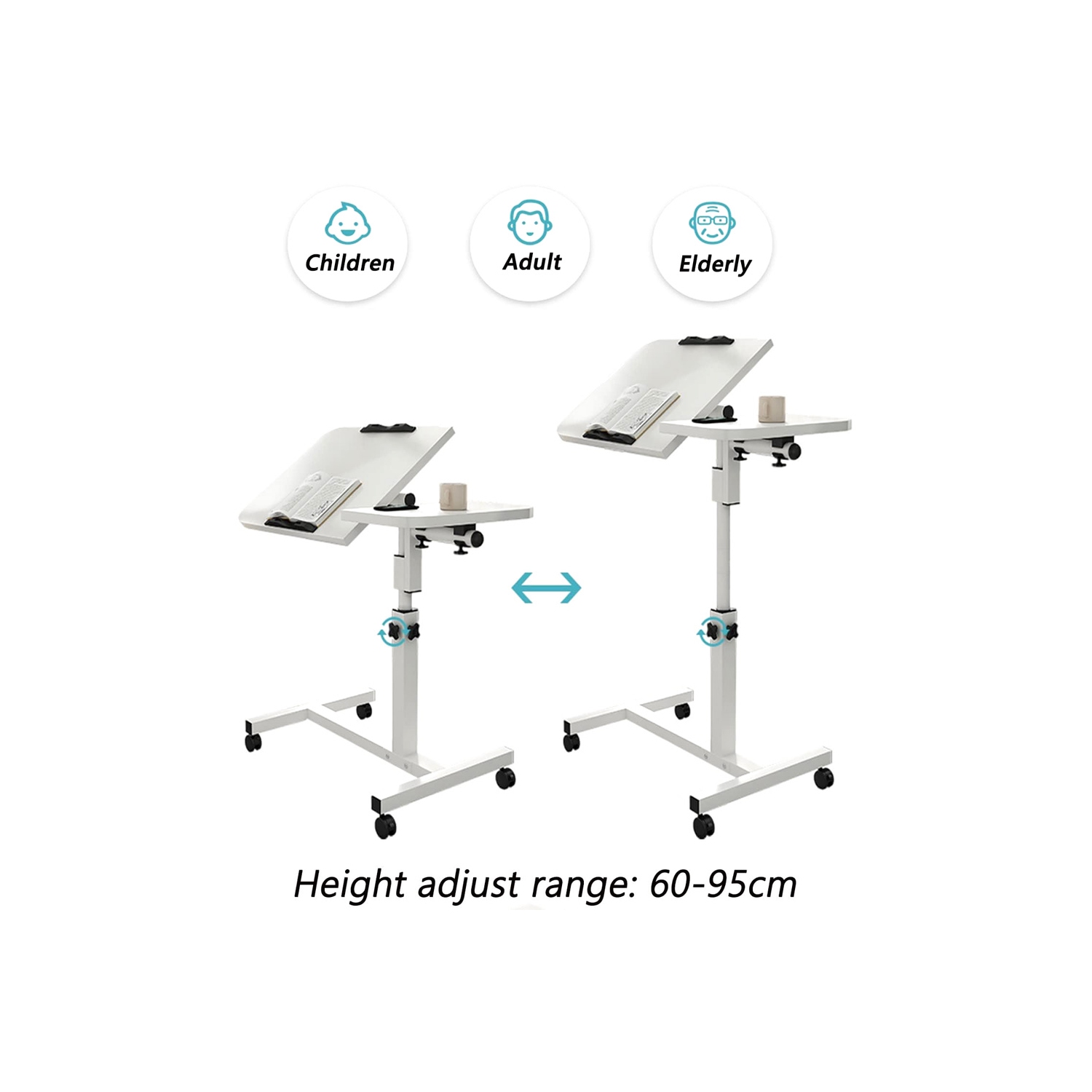 axGear Overbed Table Height Tilt Adjustable Foldable Office Laptop Over Bed Desk