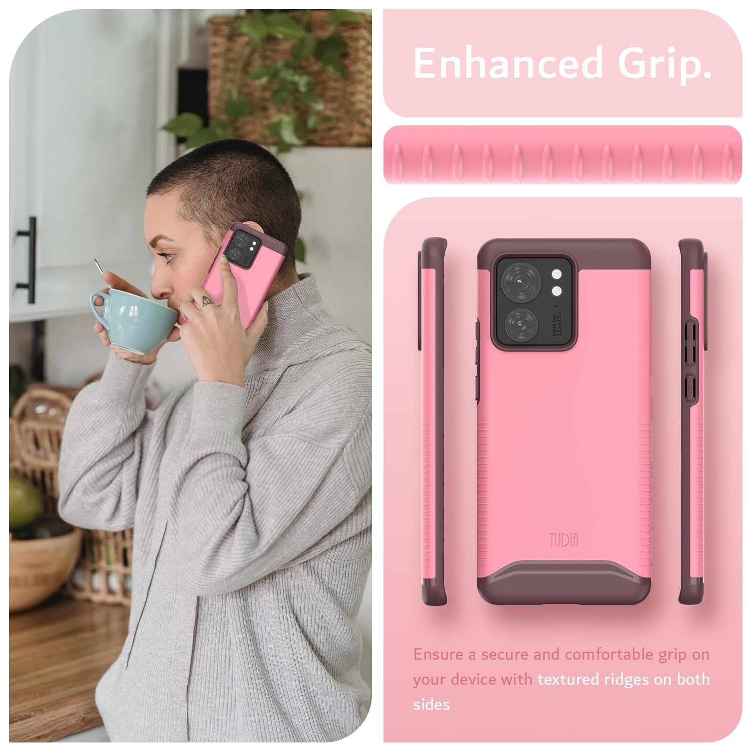 Étui double couche Merge de TUDIA pour Motorola Edge 2023 - Rose fumé