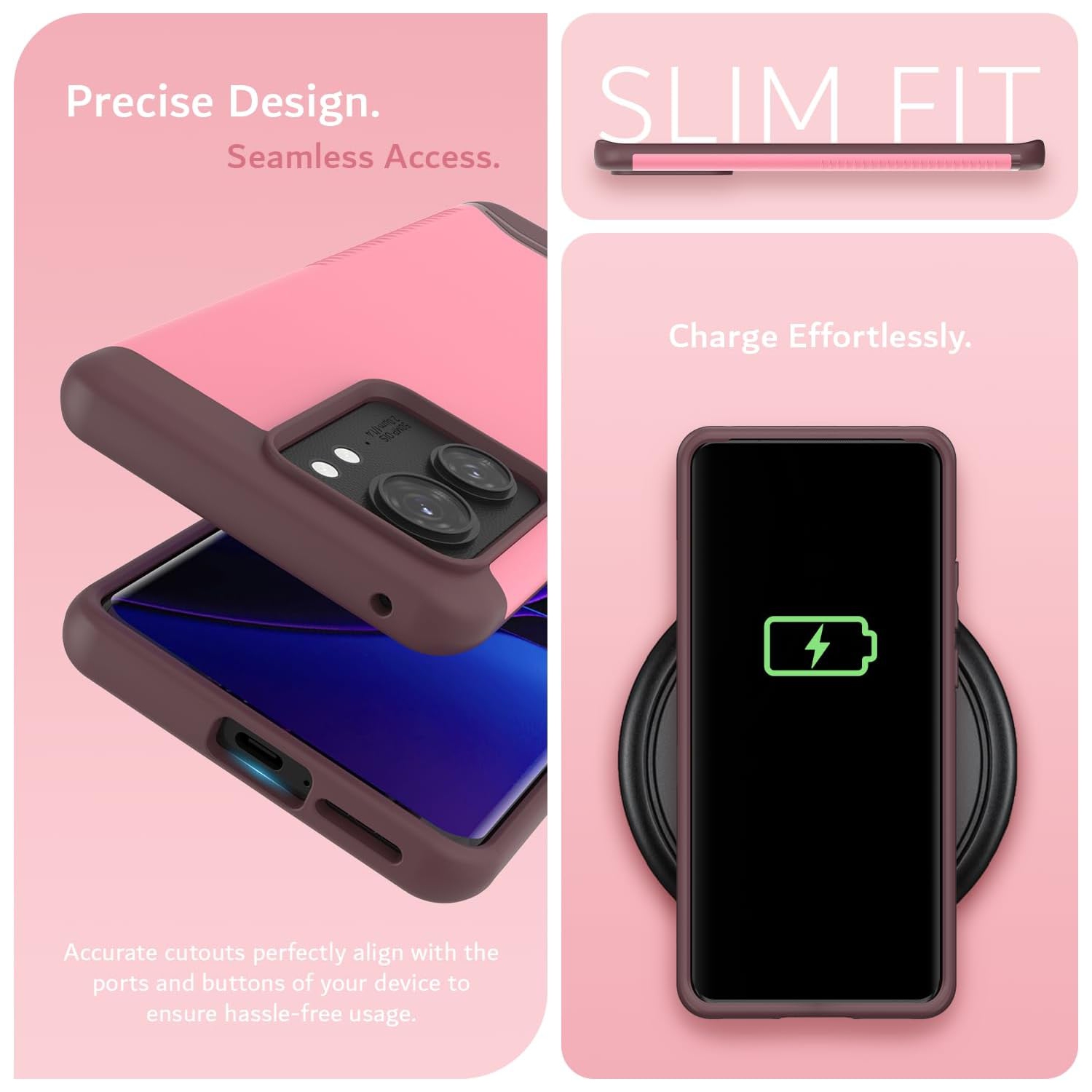 Étui double couche Merge de TUDIA pour Motorola Edge 2023 - Rose fumé