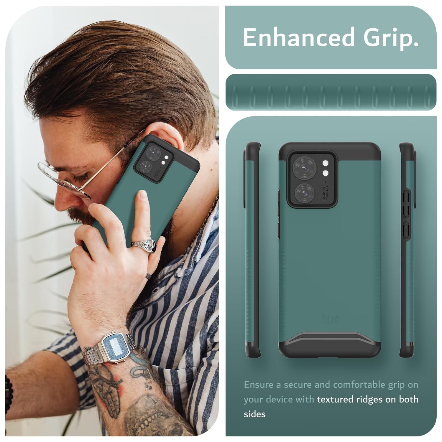 Étui double couche Merge de TUDIA pour Motorola Edge 2023 - Vert chasseur