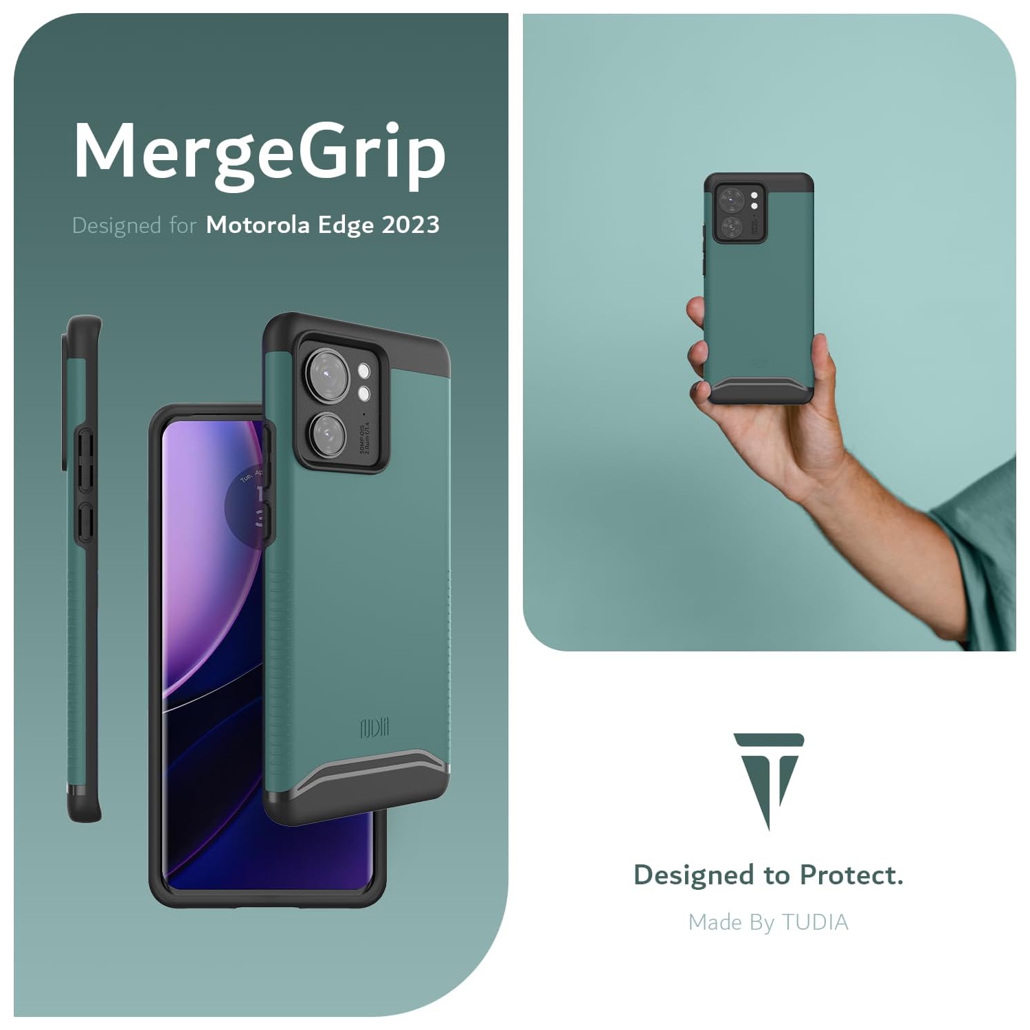 Étui double couche Merge de TUDIA pour Motorola Edge 2023 - Vert chasseur