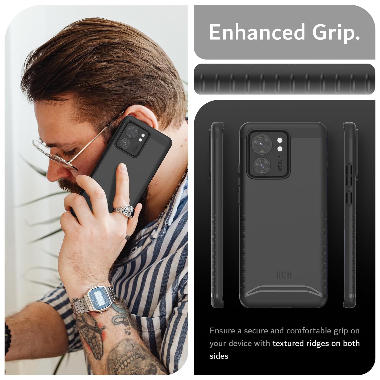 Étui Merge de TUDIA pour Motorola Edge 2023 de qualité militaire - Noir