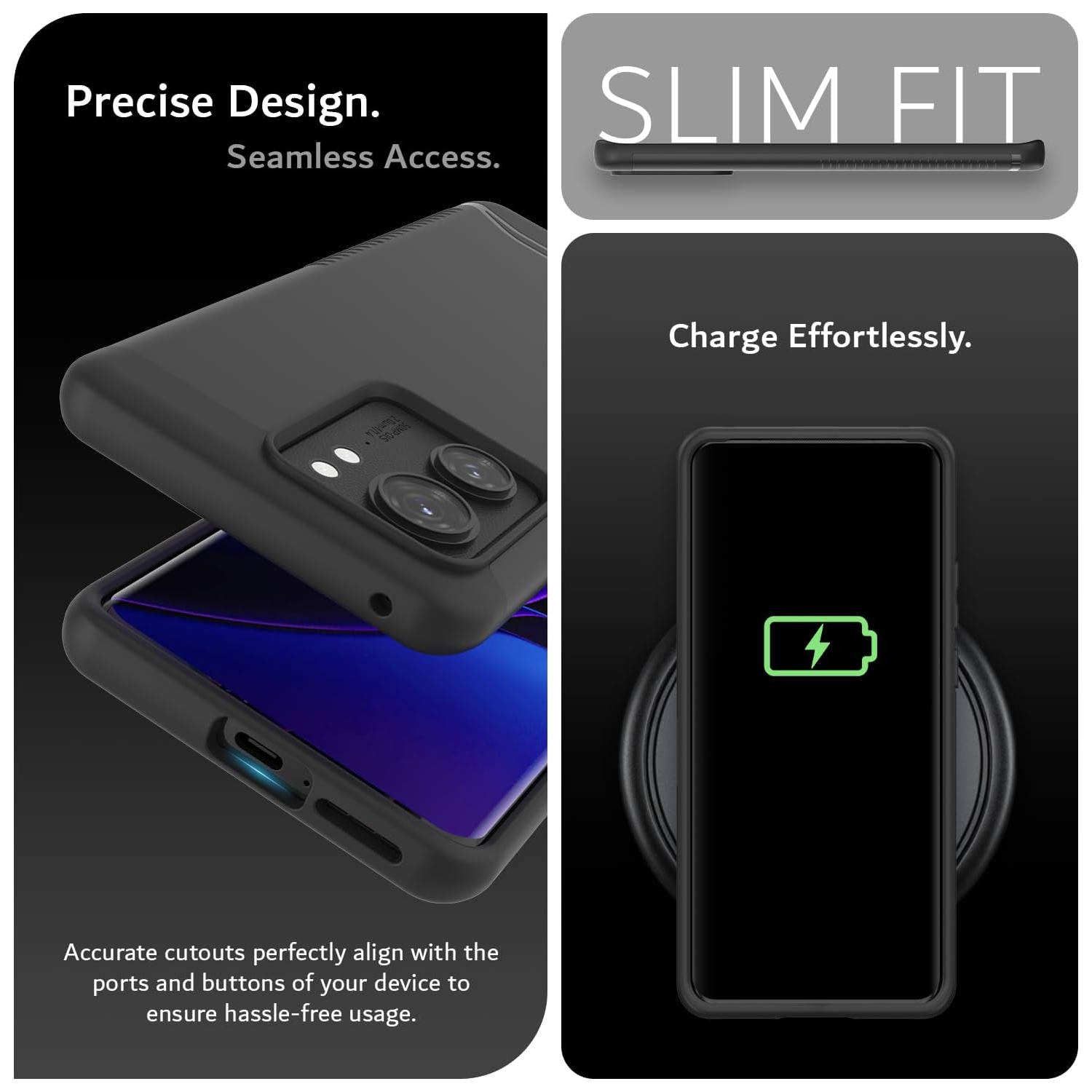 Étui Merge de TUDIA pour Motorola Edge 2023 de qualité militaire - Noir