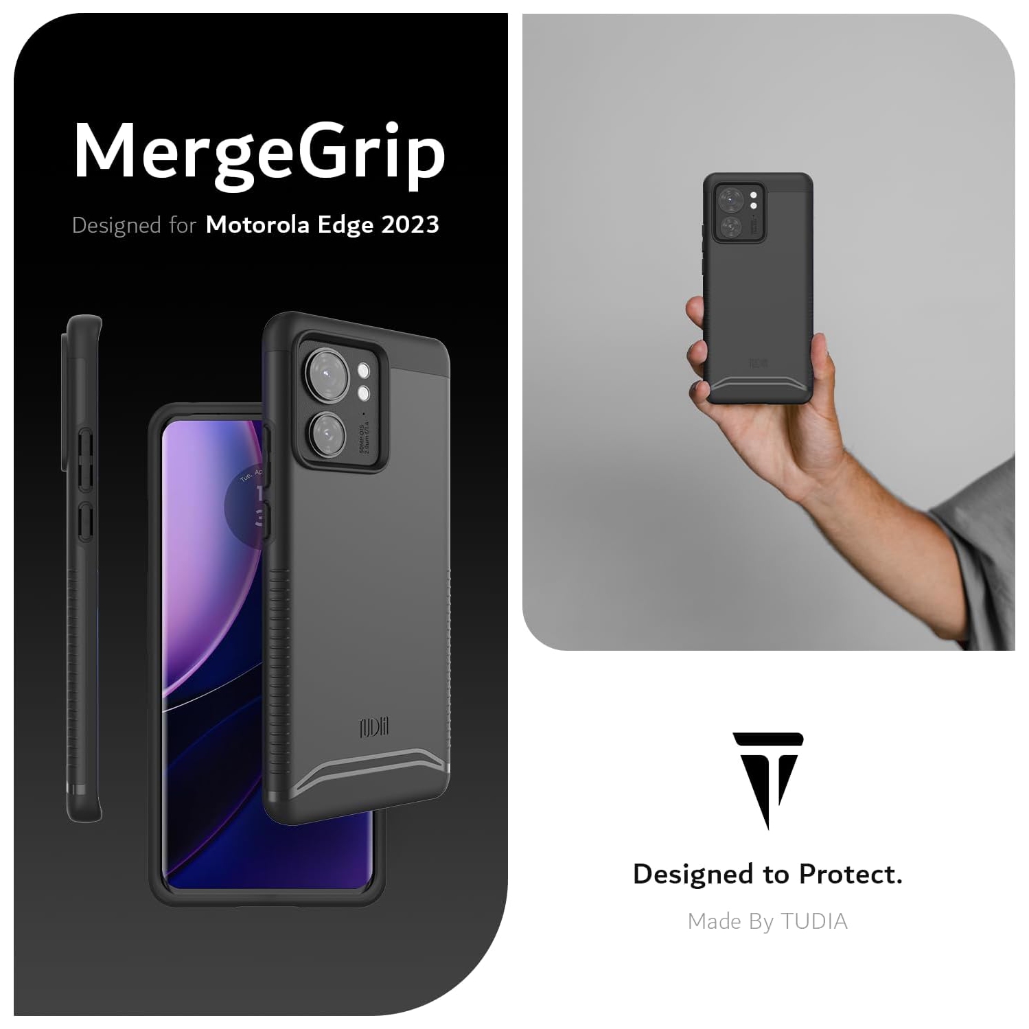 Étui Merge de TUDIA pour Motorola Edge 2023 de qualité militaire - Noir