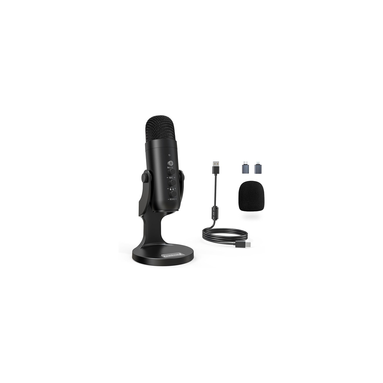 ZealSound ‎4.01 x 4.01 x 15.49 cm USB Microphone, Condenser Phone Computer PC Mic Kit Plug and Play Gaming Microphones for PS4 and PS5 Black