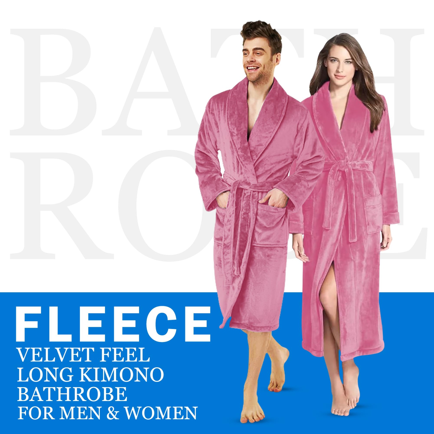 Canadian Linen Women Fleece Bathrobe Shawl Collar Kimono Bath Robes for Women and Men Long Robe Soft Plush Robe Spa Robe