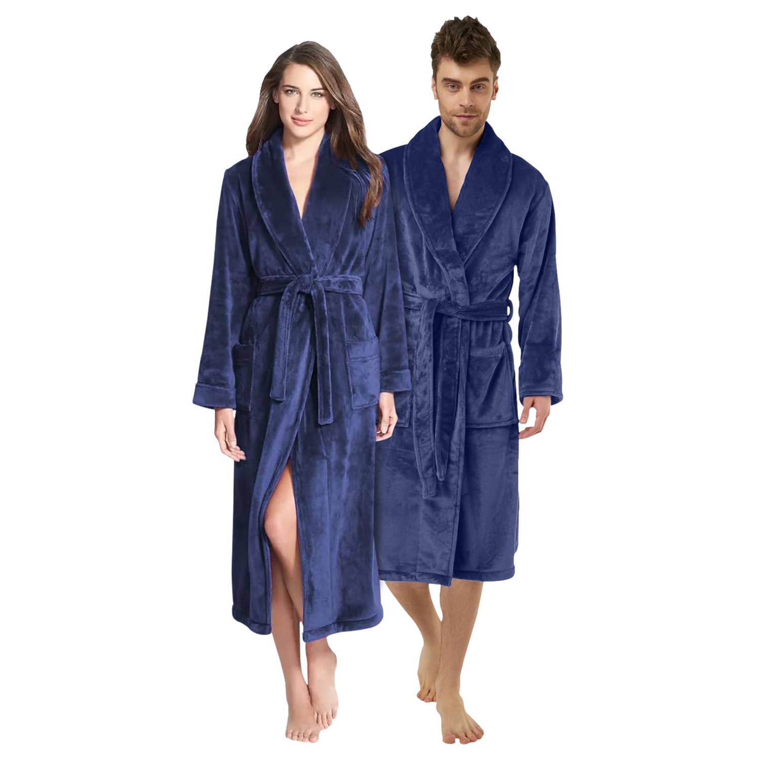 Canadian Linen Women Fleece Bathrobe Shawl Collar Kimono Bath Robes for Women and Men Long Robe Soft Plush Robe Spa Robe
