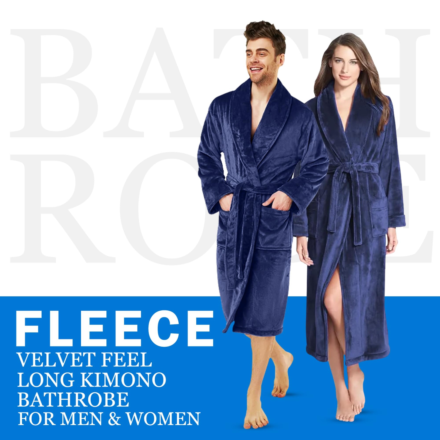 Canadian Linen Women Fleece Bathrobe Shawl Collar Kimono Bath Robes for Women and Men Long Robe Soft Plush Robe Spa Robe