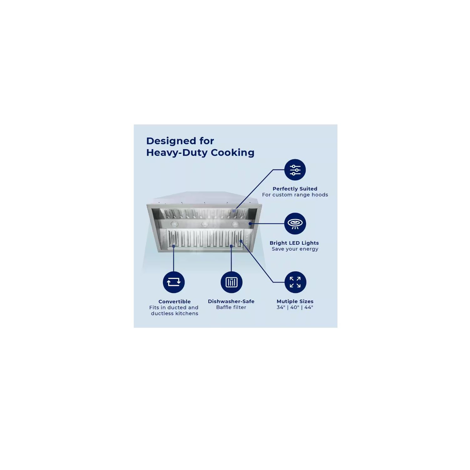 Hausslane – hotte de cuisinière intégrée Pro-style 34 po EN R300, 21 po de profondeur