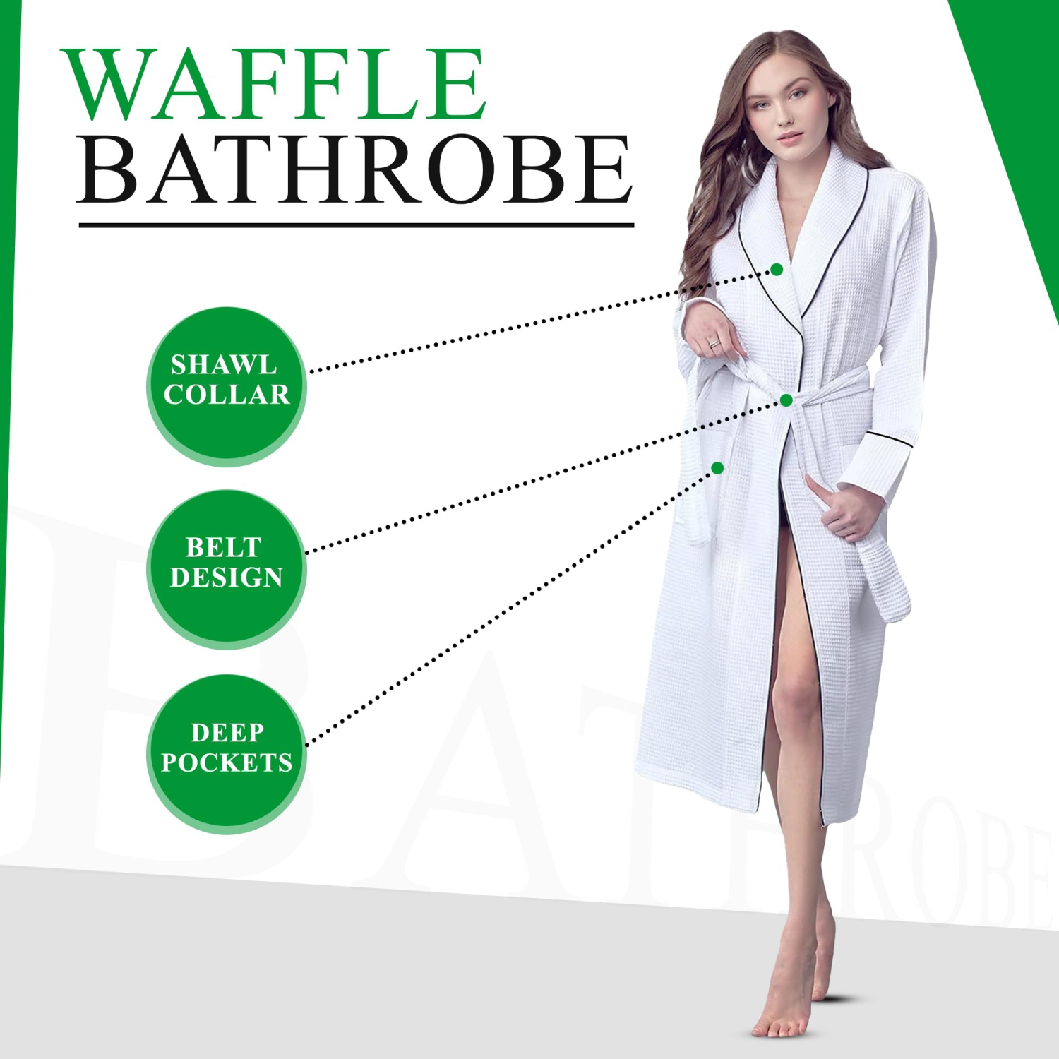 Canadian Linen Women Shawl Collar Terry Waffle Bathrobes Soft Absorbent Cotton Bathrobes for Shower bath Women Spa & Salons Lounge Robes, Large, White