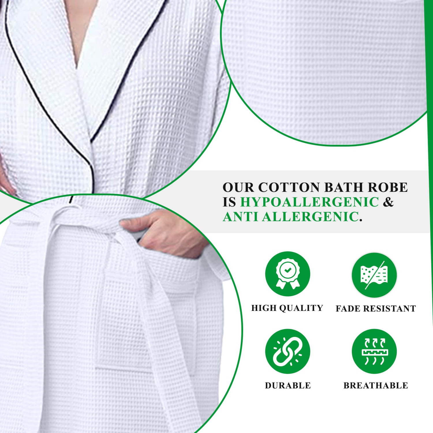Canadian Linen Women Shawl Collar Terry Waffle Bathrobes Soft Absorbent Cotton Bathrobes for Shower bath Women Spa & Salons Lounge Robes, Large, White