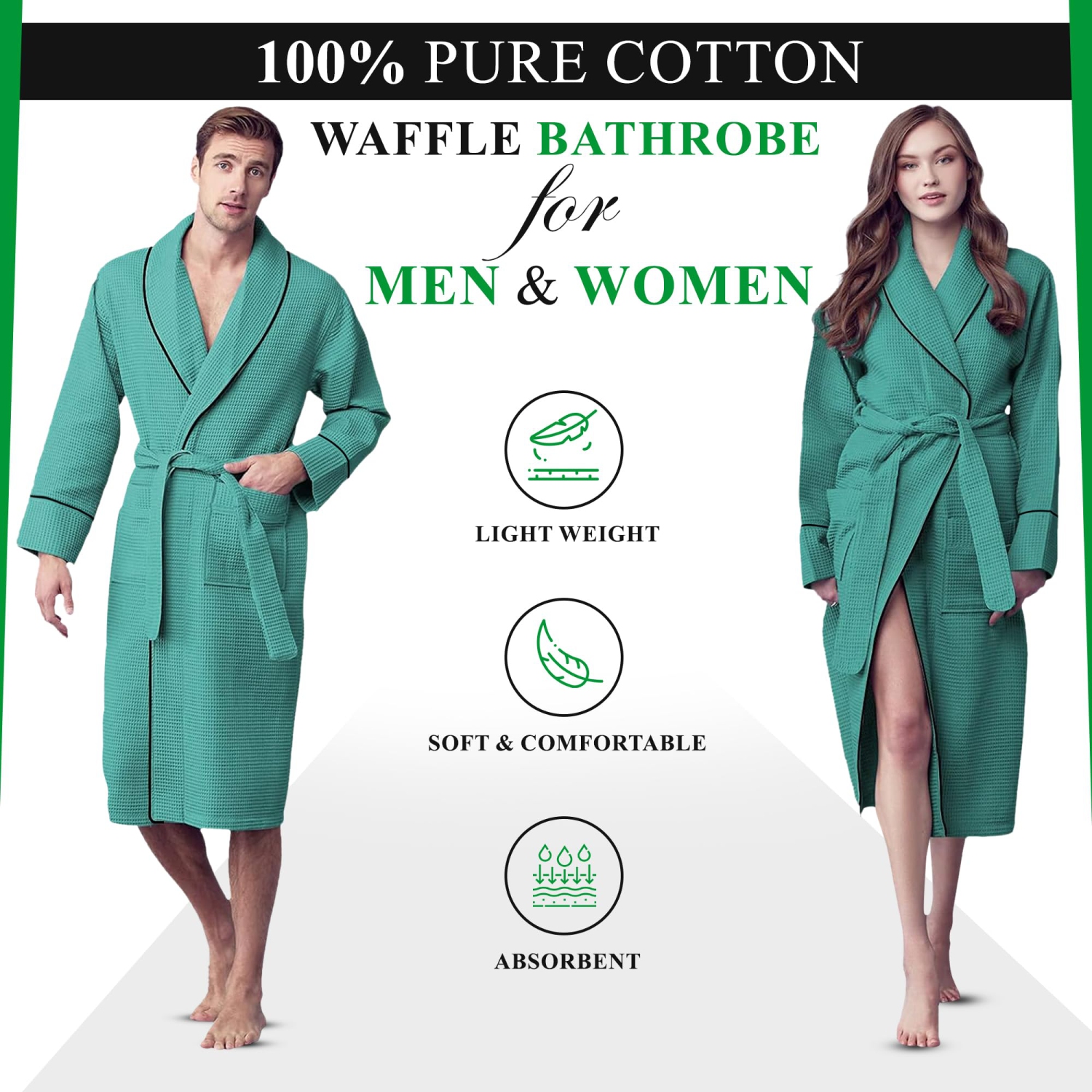 Canadian Linen Femmes Col châle Terry Waffle Peignoirs doux absorbants en coton peignoir pour douche Robes de détente spa et salons pour femmes,