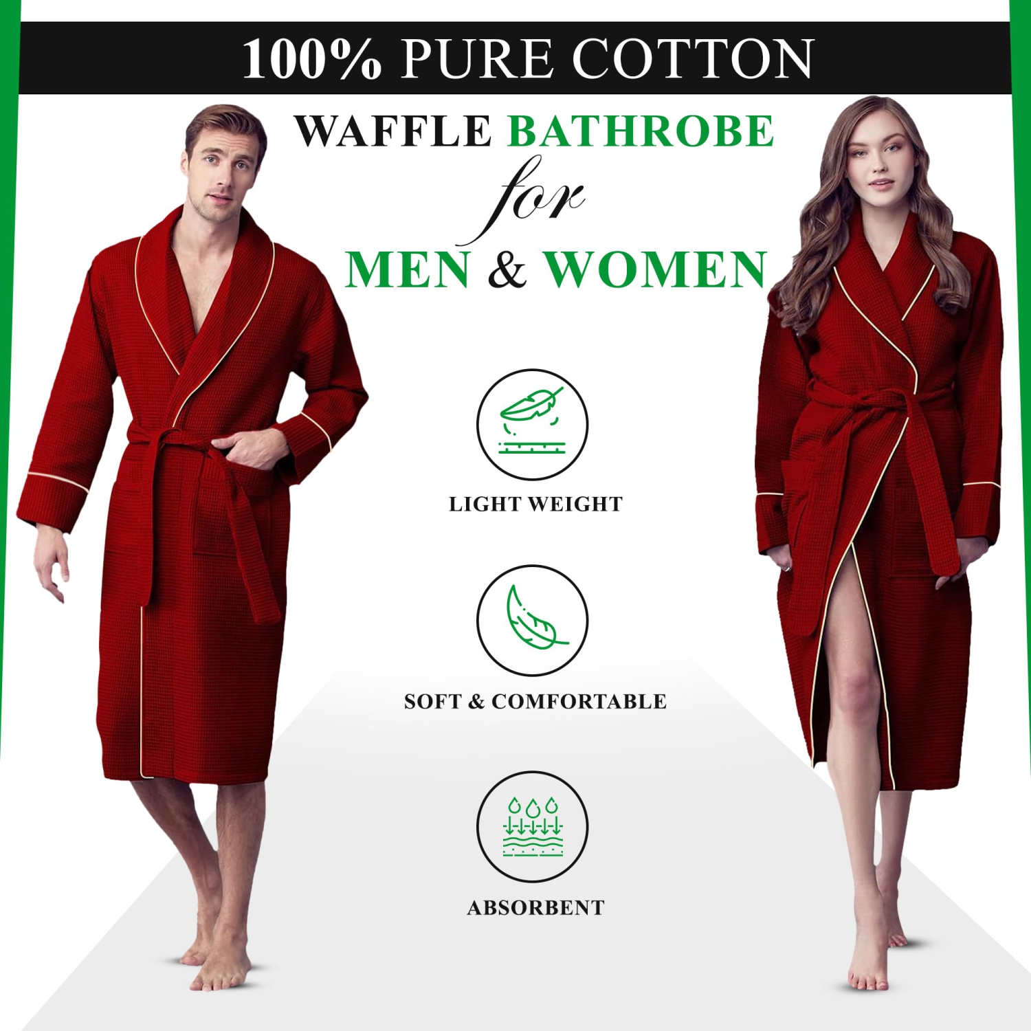 Canadian Linen – Peignoir en tissu éponge gaufré à col châle pour femmes, vêtements de nuit doux absorbants vêtements de nuit nuit, piscine spa pour