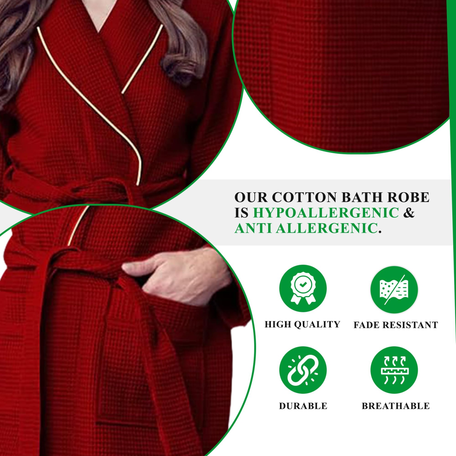 Canadian Linen – Peignoir en tissu éponge gaufré à col châle pour femmes, vêtements de nuit doux absorbants vêtements de nuit nuit, piscine spa pour