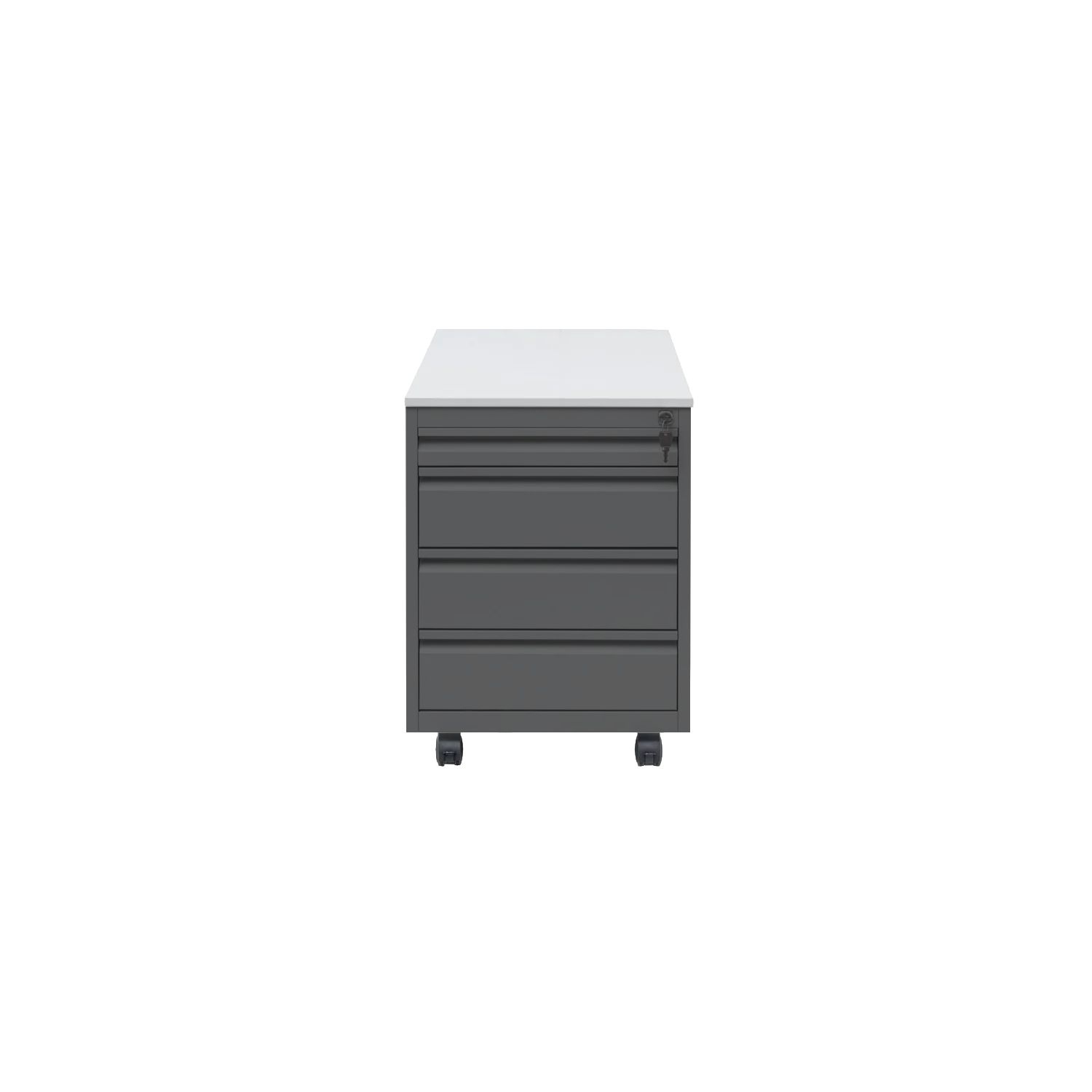 Craft Furnitures Mobile Pedestal , 24"h x 18"w x 31"d , Black-Grey , 3+1 , ( 3 shallow + 1 pen drawer )