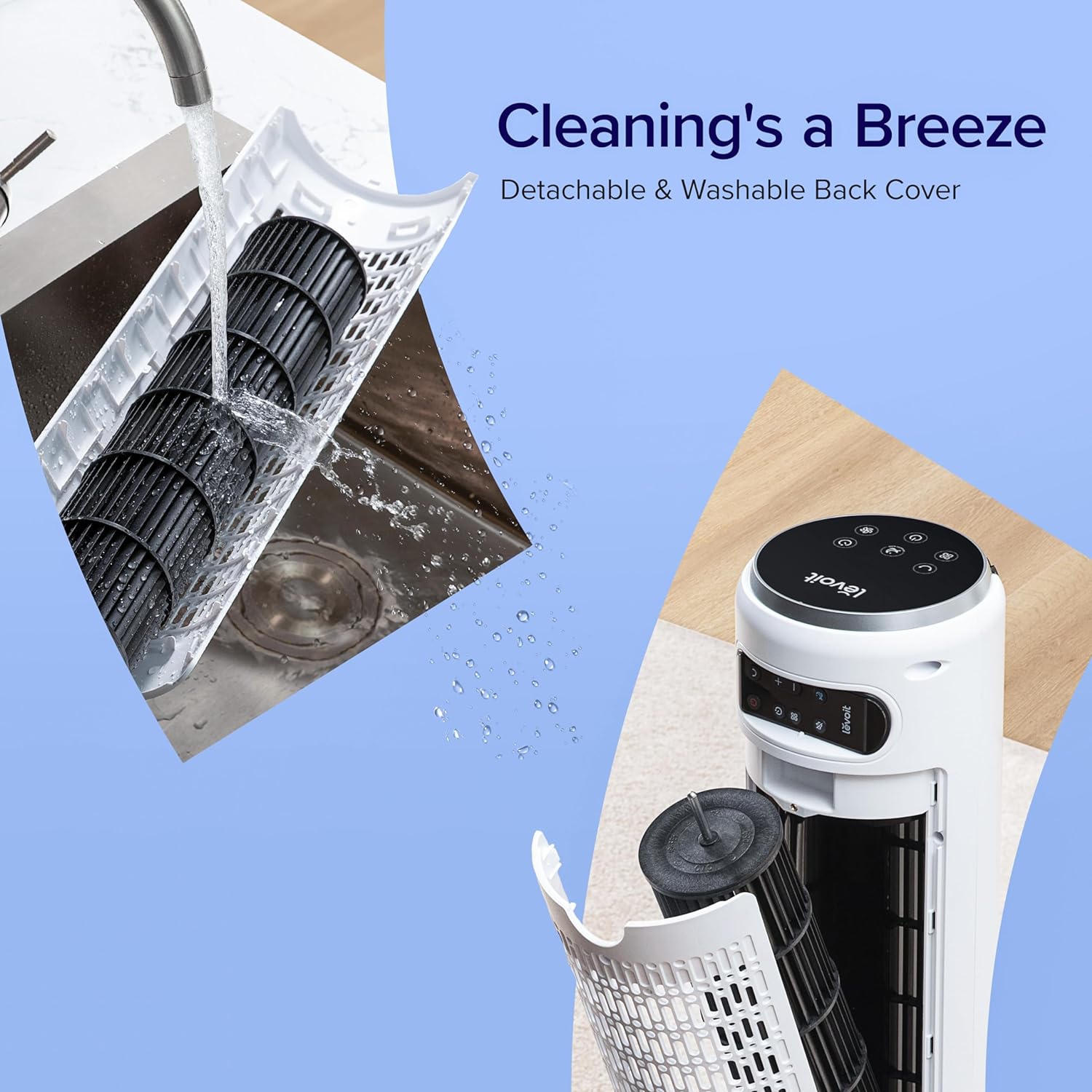 LEVOIT 36'' Tower Fan for Bedroom, 90° Oscillating Standing Fans with 26ft/s Velocity, Quiet 25dB, Bladeless Cooling Fan for Office, 12 Speeds, 4