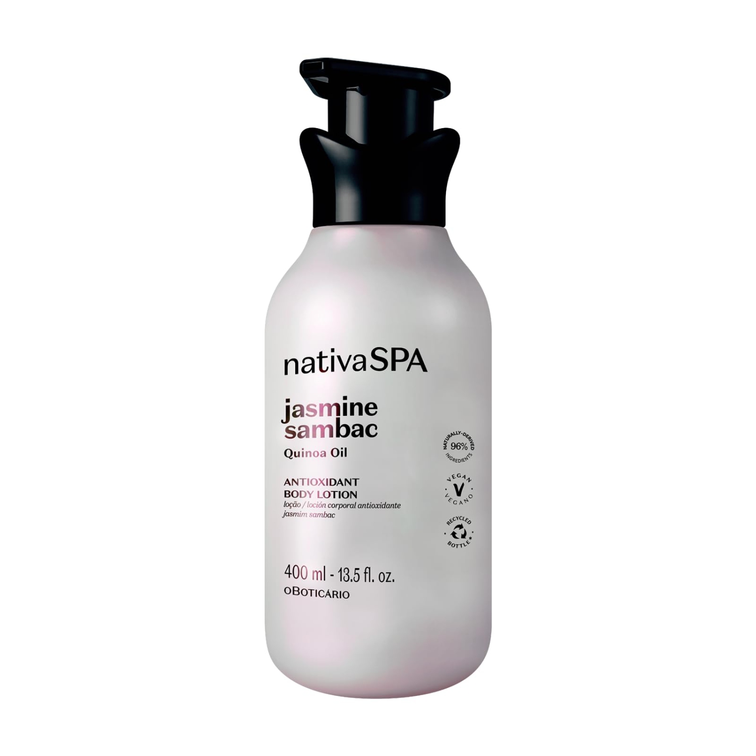 Nativa SPA par O Boticario Jasmin Sambac anti-stress lotion pour le corps, hydratant parfumé enrichi de gouttes de quinoa purifiées pour une