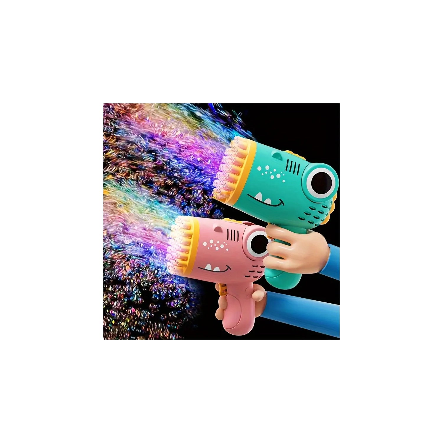 Dinosaur Bubble Gun with 40 Holes, Handheld Outdoor Bubble Machine Toy, Ideal Gift for Holidays and Festivals, Perfect Sea and Beach Accessory