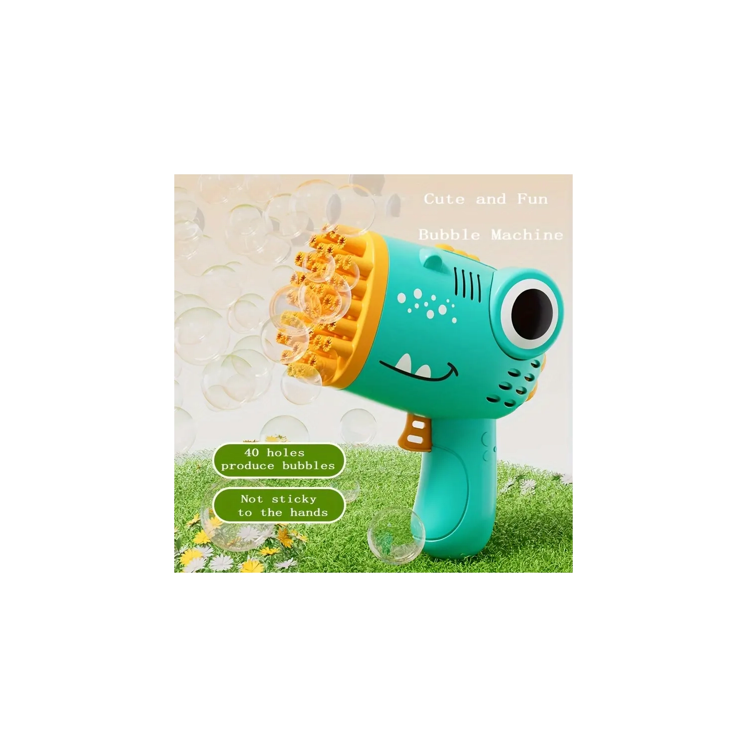 Pistolet à bulles avec 40 trous, jouet distributeur de bulles portatif pour l’extérieur, cadeau idéal pour les fêtes et les festivals, accessoire