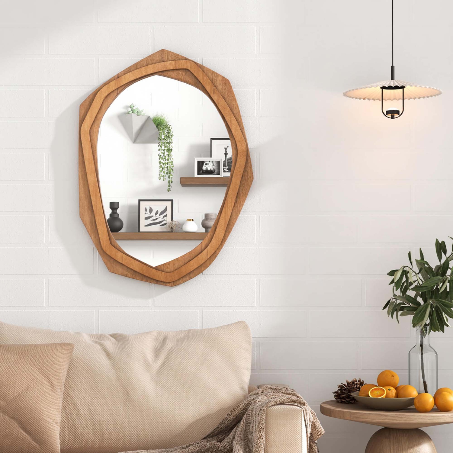 Costway Irregular Framed Decoration Mirror 35" x26" Large Water Proof Wall Mirror