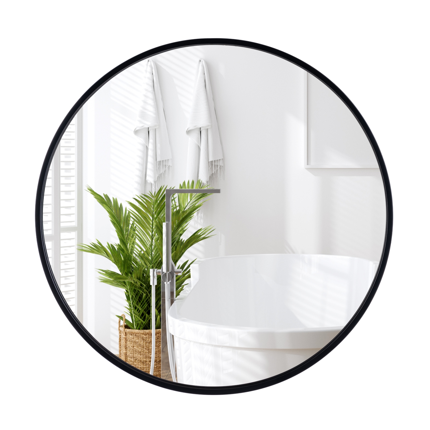 Costway 24" Circle Bathroom Mirror Round Wall Mirror with Explosion-proof Film