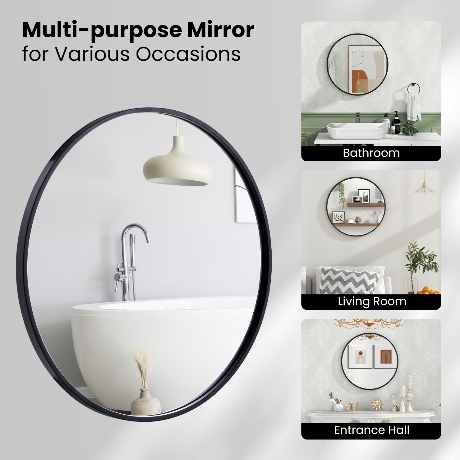 Costway 24" Circle Bathroom Mirror Round Wall Mirror with Explosion-proof Film