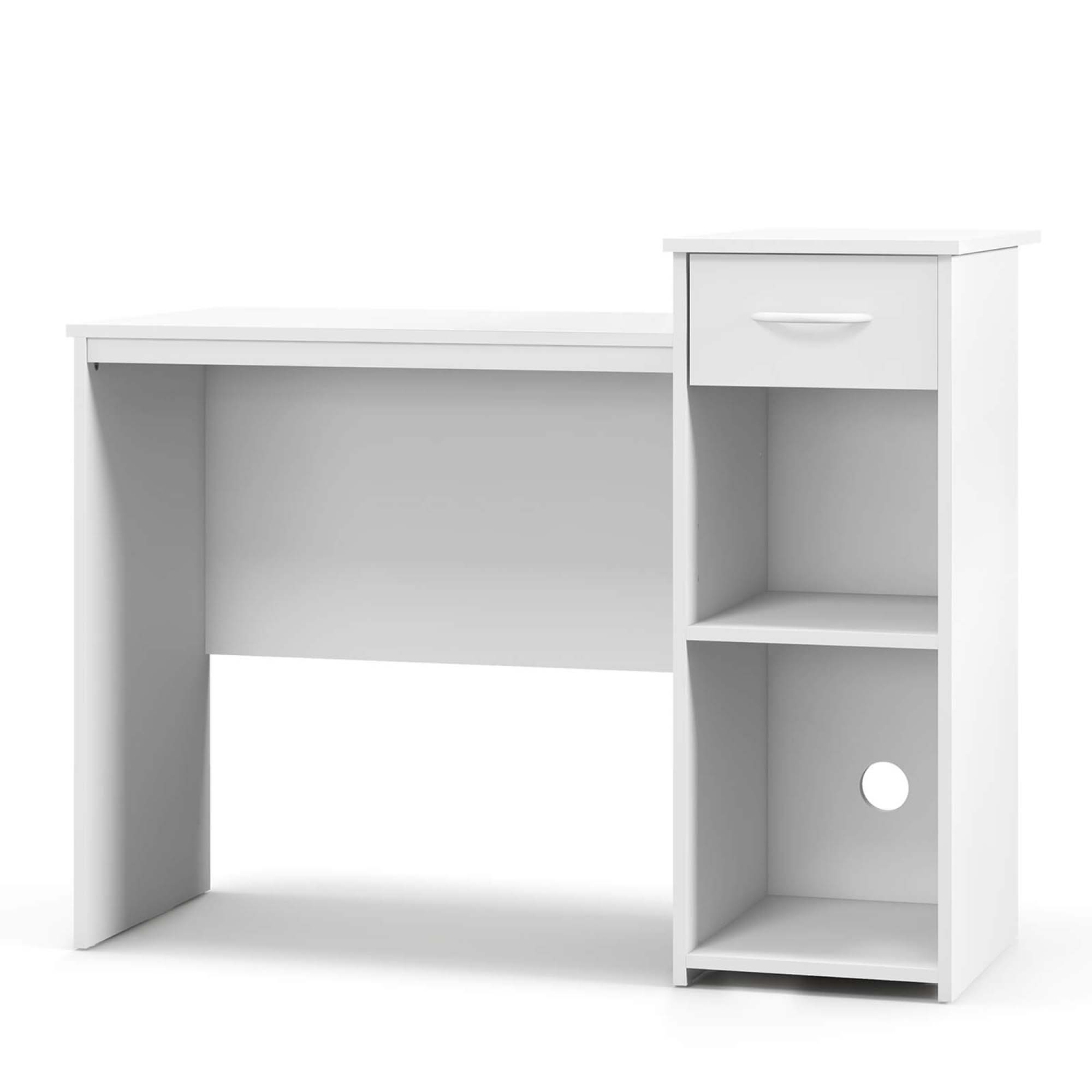 Costway Computer Desk with Drawer Modern Laptop PC Desk with Adjustable Shelf & Cable Hole