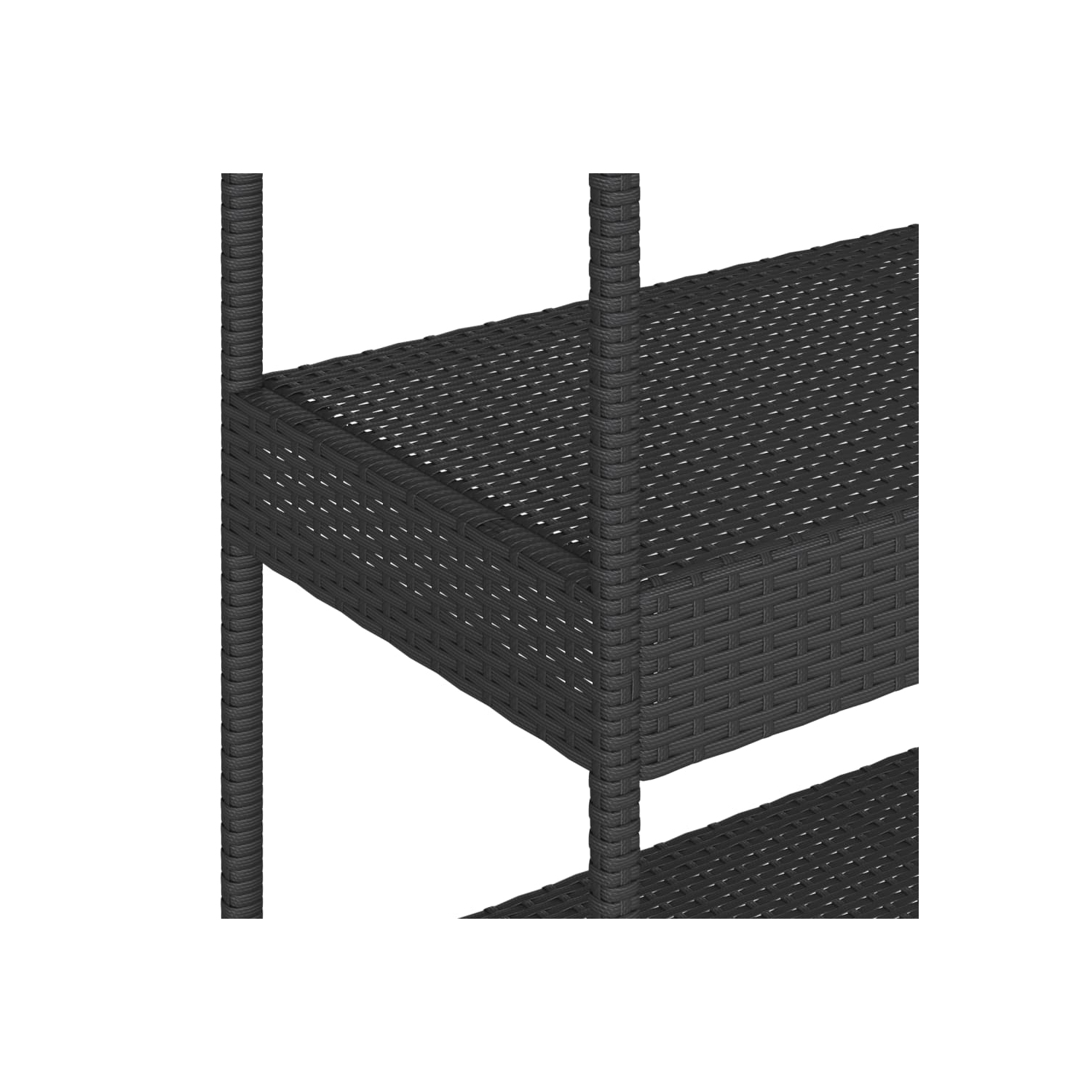 vidaXL Bar Cart 3-Tier Black Poly Rattan and Solid Wood Acacia