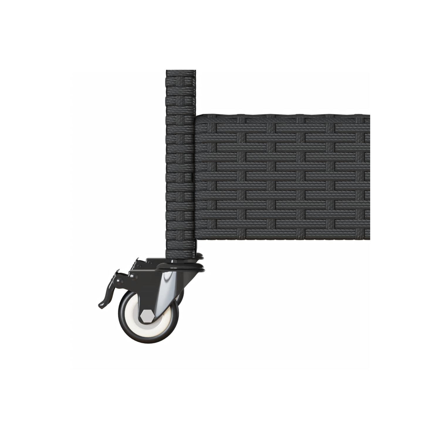 vidaXL Bar Cart 3-Tier Black Poly Rattan and Solid Wood Acacia