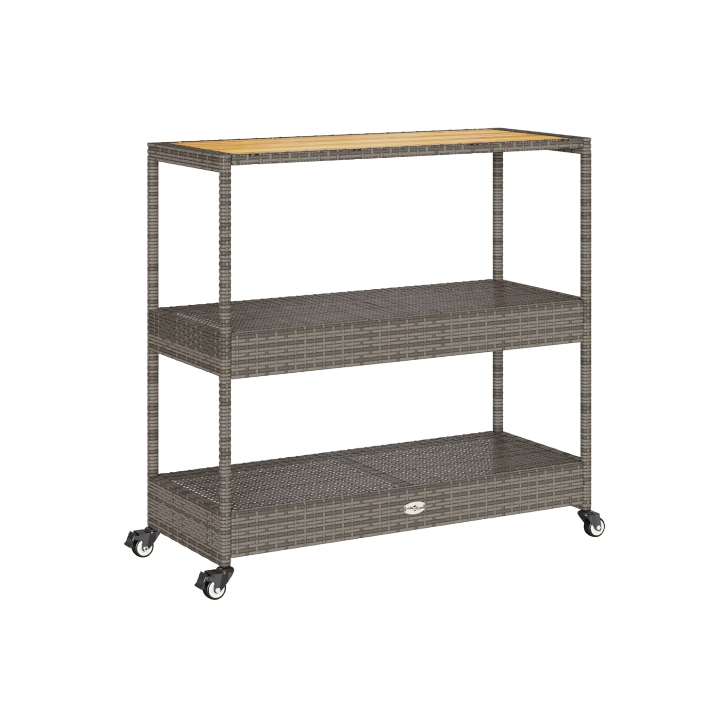 vidaXL Bar Cart 3-Tier Grey Poly Rattan and Solid Wood Acacia