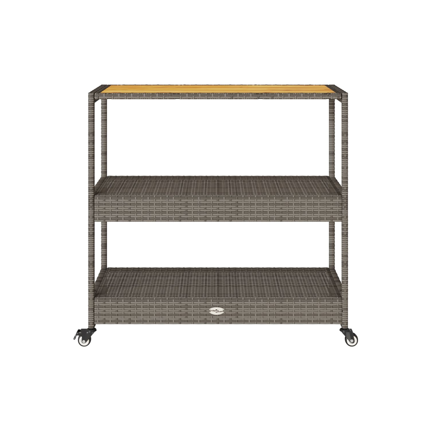 vidaXL Bar Cart 3-Tier Grey Poly Rattan and Solid Wood Acacia