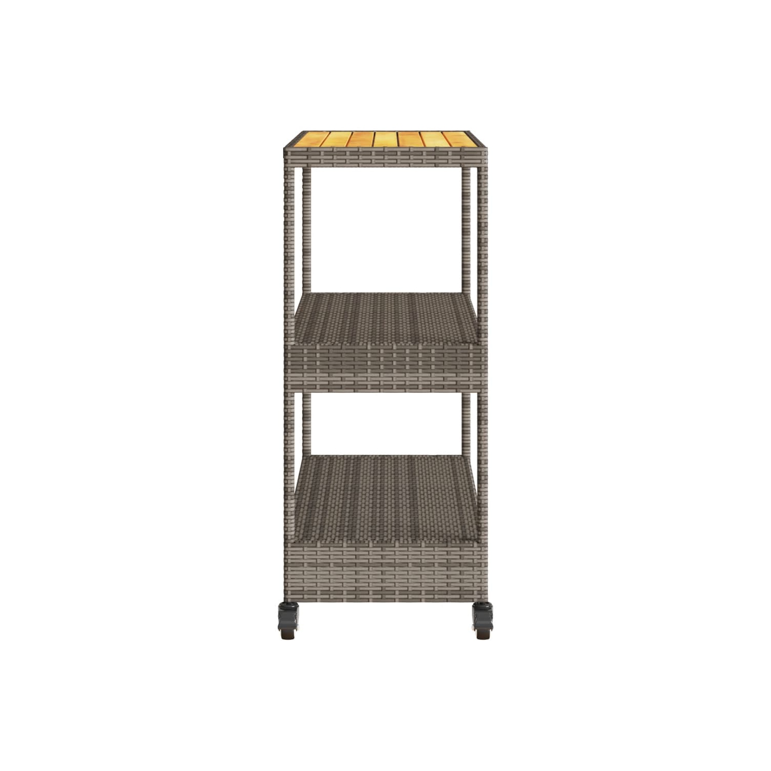 vidaXL Bar Cart 3-Tier Grey Poly Rattan and Solid Wood Acacia