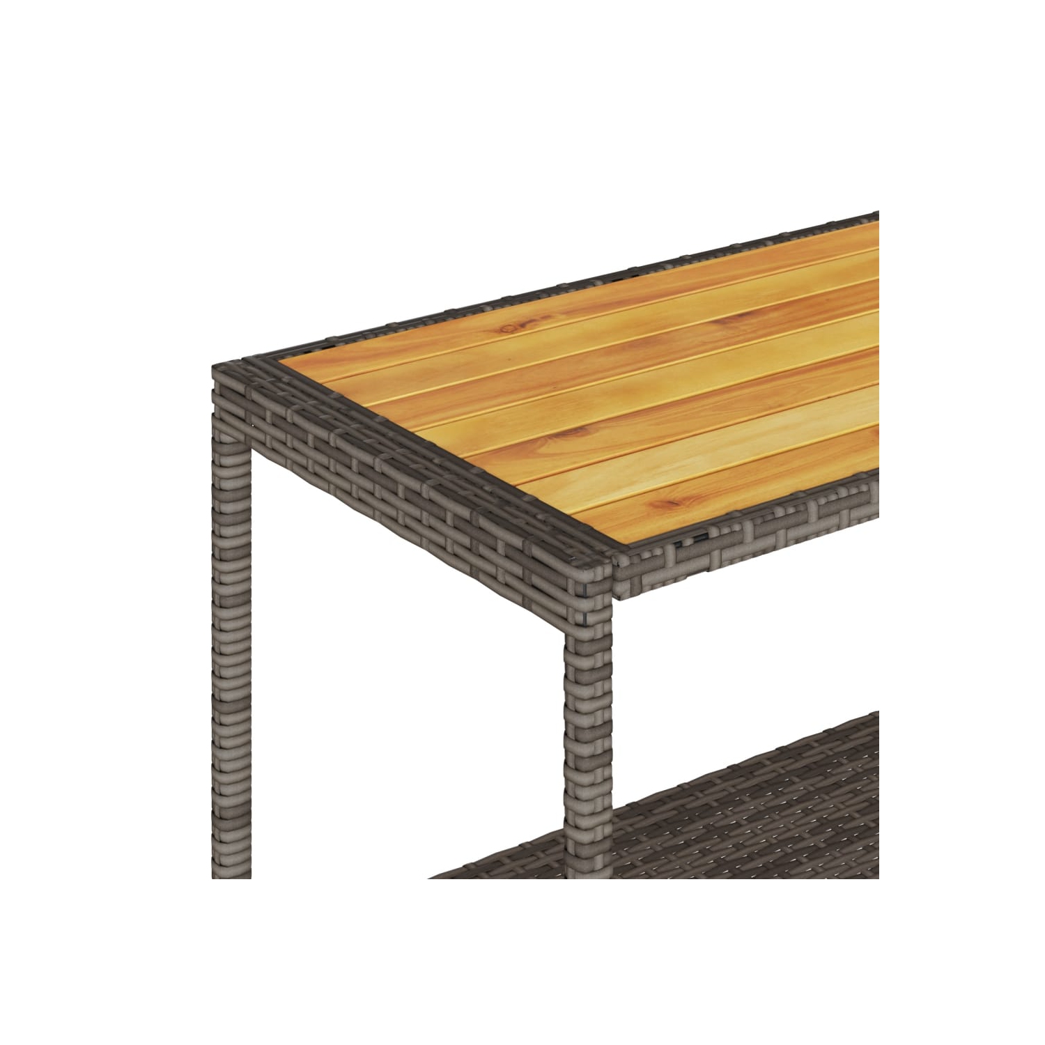 vidaXL Bar Cart 3-Tier Grey Poly Rattan and Solid Wood Acacia