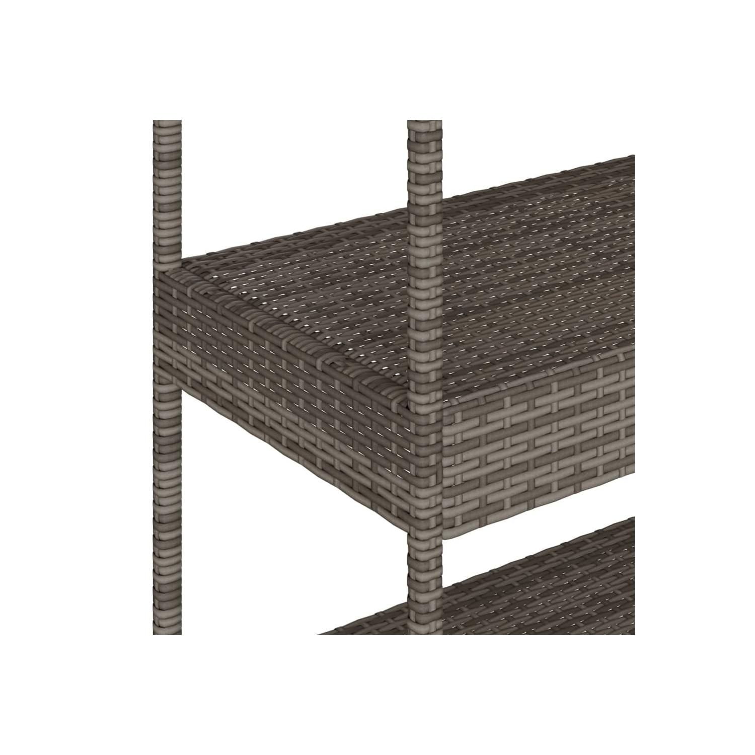 vidaXL Bar Cart 3-Tier Grey Poly Rattan and Solid Wood Acacia