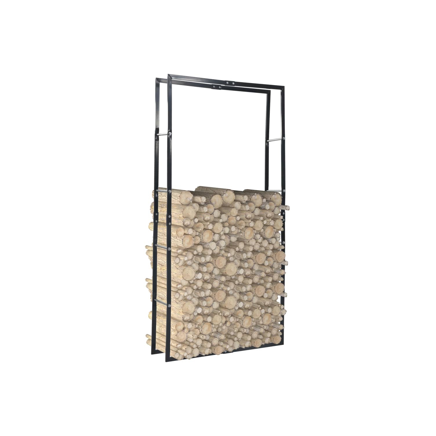 Support en bois de feu noir de 100 x 25 x 25 x acier 200 cm de vidaXL