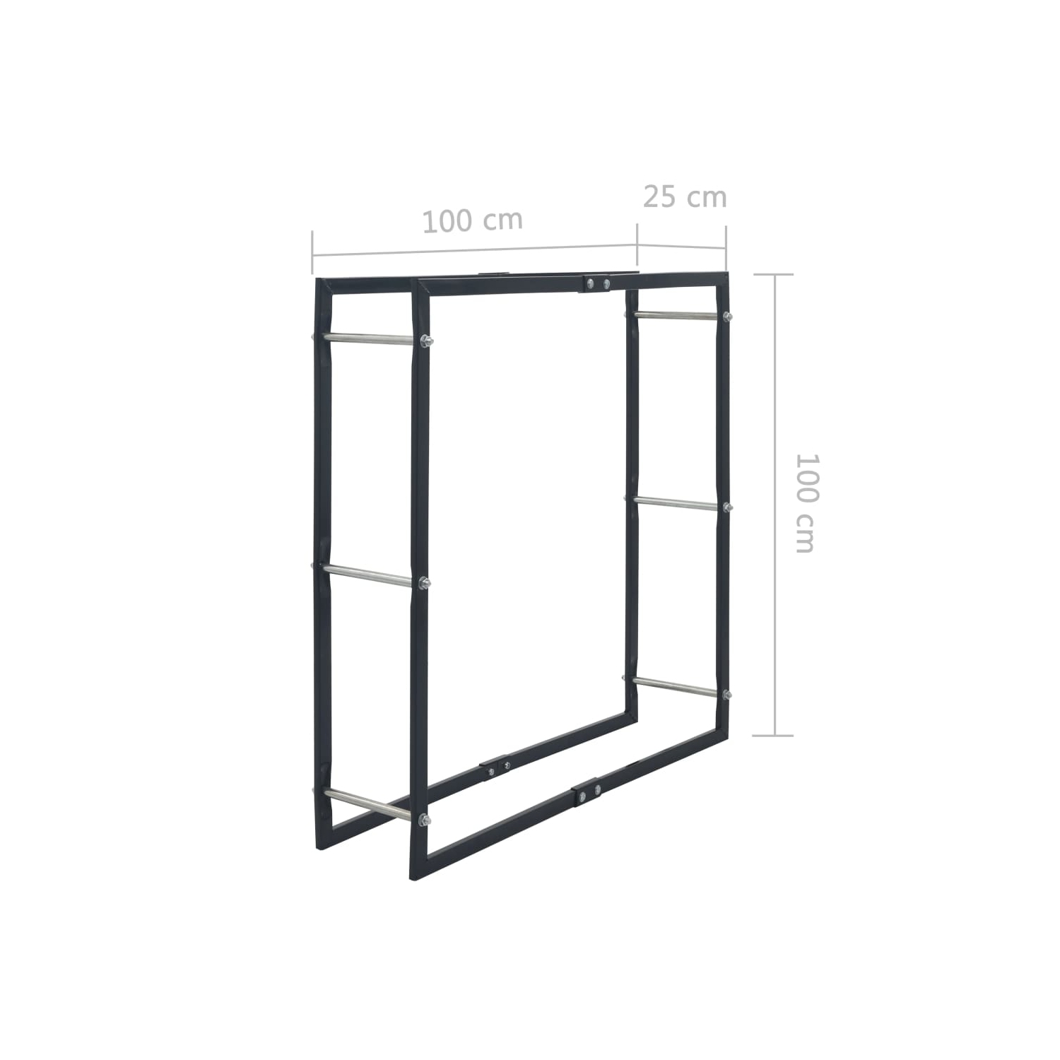 vidaXL Firewood Rack Black 100x25x100 cm Steel