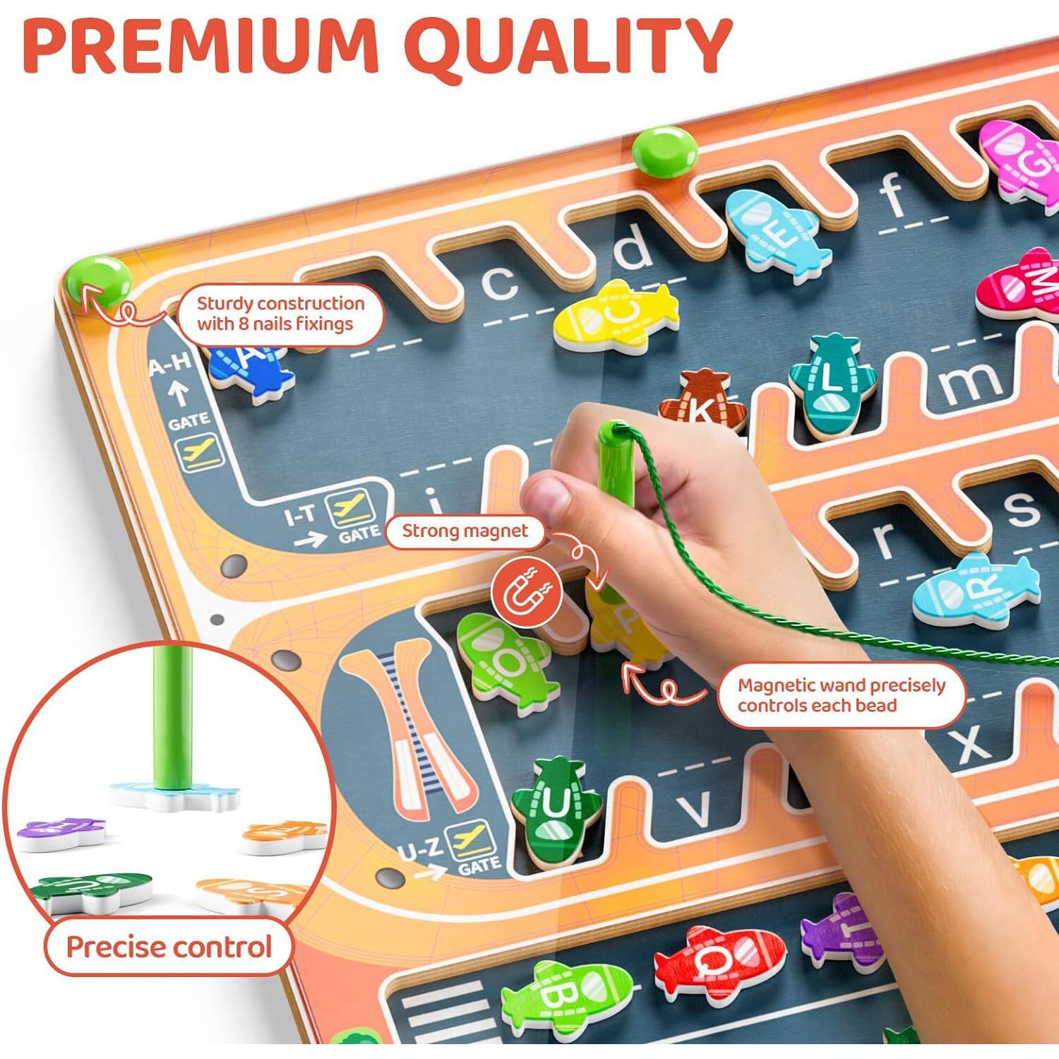 Magnetic Alphabet Wooden Puzzle, Montessori Educational Fine Motor Toy pour jeunes enfants de 3-6 ans