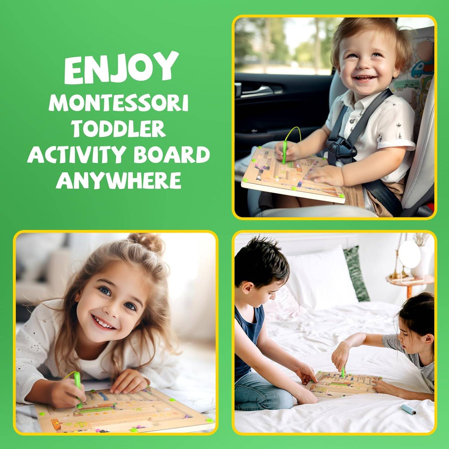 Magnetic Color and Number Maze – Casse-tête d’apprentissage en bois à compter, Motor Skills Montessori Toys & Activity Board pour filles de 3 ans et