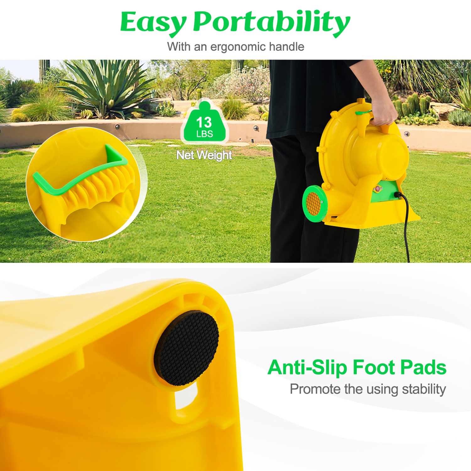 Gymax 680W 0.9 HP Electric Blower 2340 PA Air Blower for Inflatables Water Slide