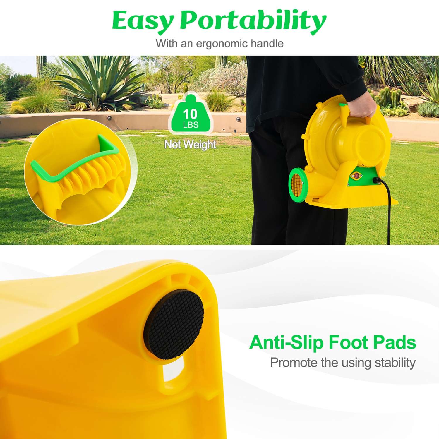 Gymax 480W 0.6 HP Electric Blower 1920 PA Air Blower for Inflatables Water Slide